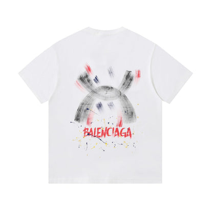 Balenciaga Brushstroke X Back Print T-Shirt in Black & White