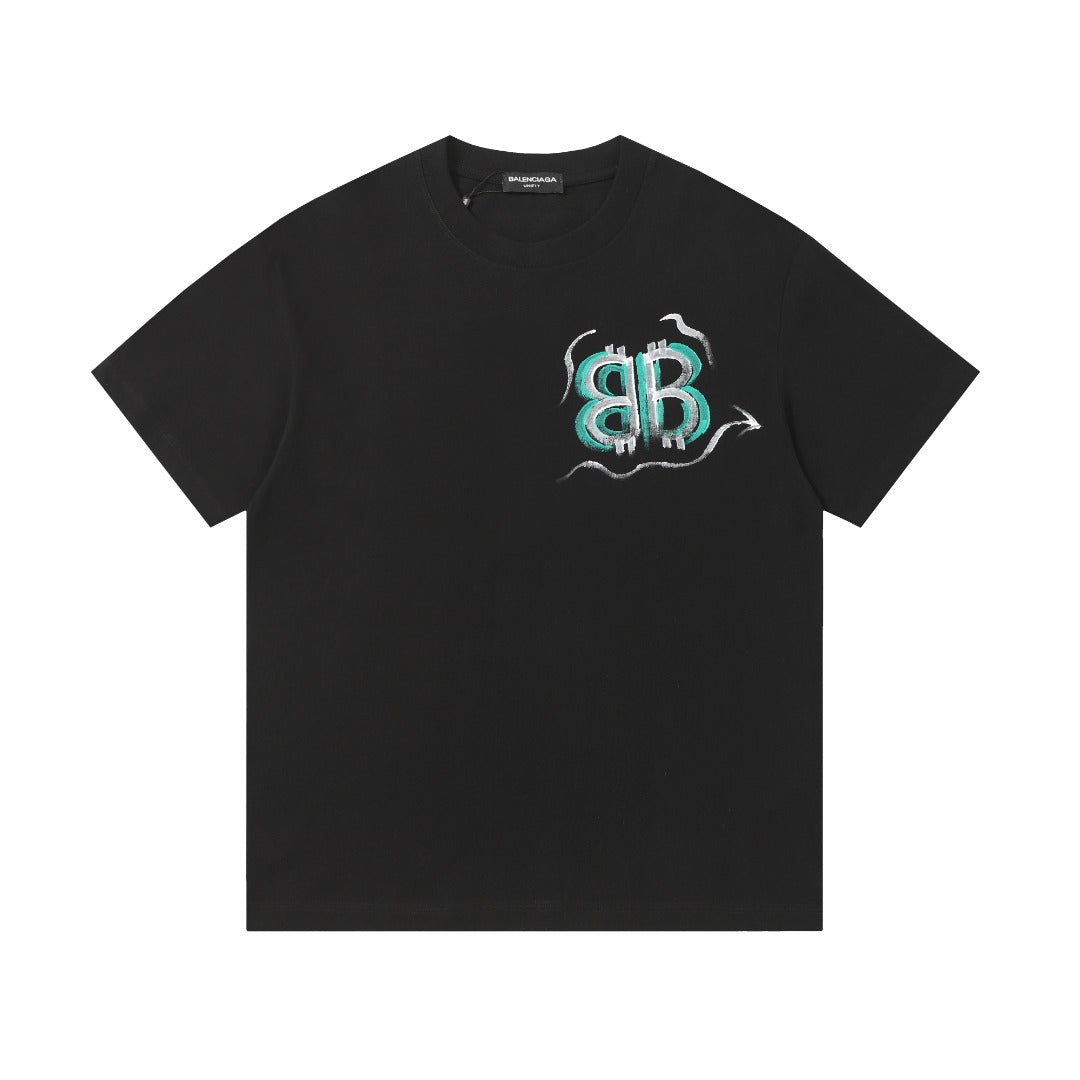 Balenciaga Chrome Graffiti BB T-Shirt in Black & White