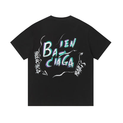 Balenciaga Chrome Graffiti BB T-Shirt in Black & White