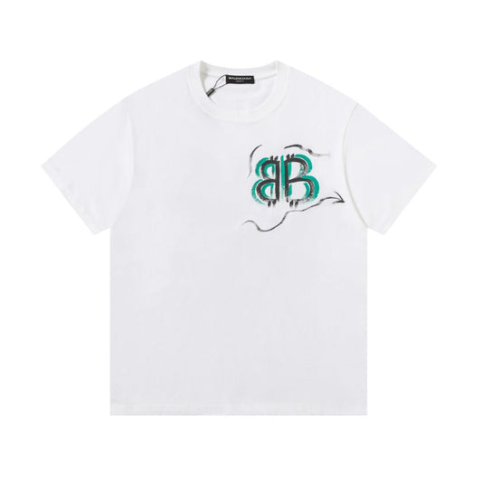 Balenciaga Chrome Graffiti BB T-Shirt in Black & White