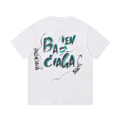 Balenciaga Chrome Graffiti BB T-Shirt in Black & White