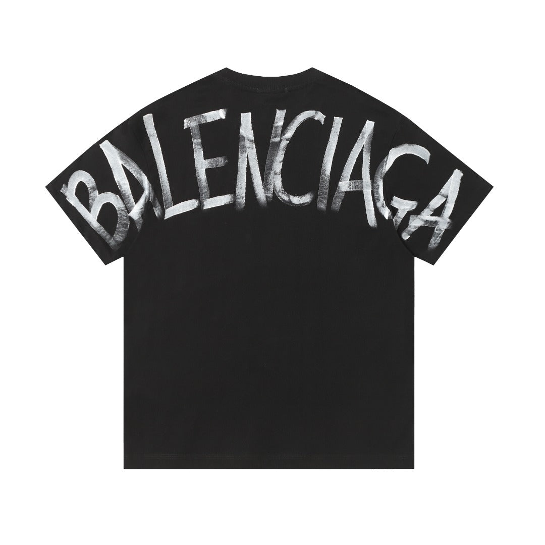 Balenciaga Marble BB Back Print T-Shirt in Black & White