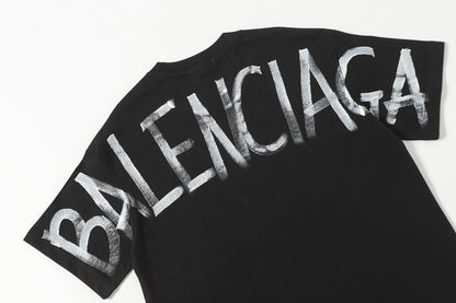 Balenciaga Marble BB Back Print T-Shirt in Black & White