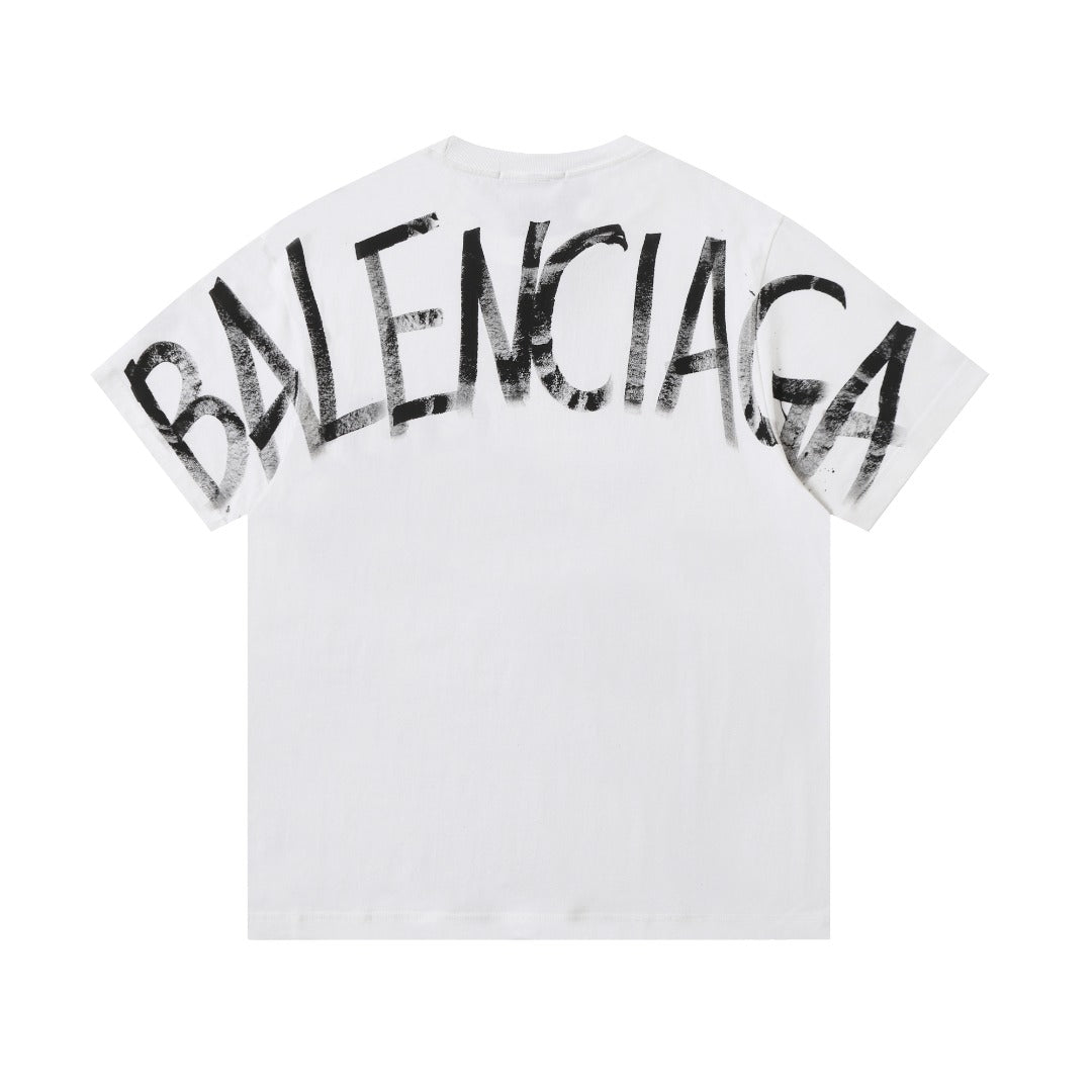 Balenciaga Marble BB Back Print T-Shirt in Black & White
