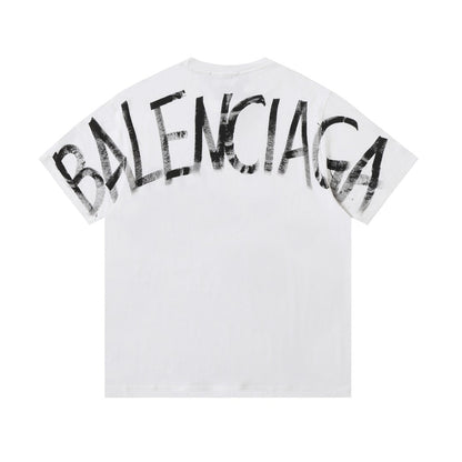 Balenciaga Marble BB Back Print T-Shirt in Black & White