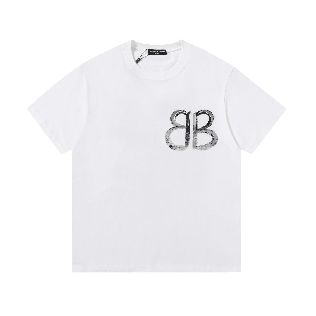Balenciaga Marble BB Back Print T-Shirt in Black & White