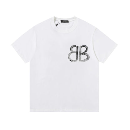 Balenciaga Marble BB Back Print T-Shirt in Black & White