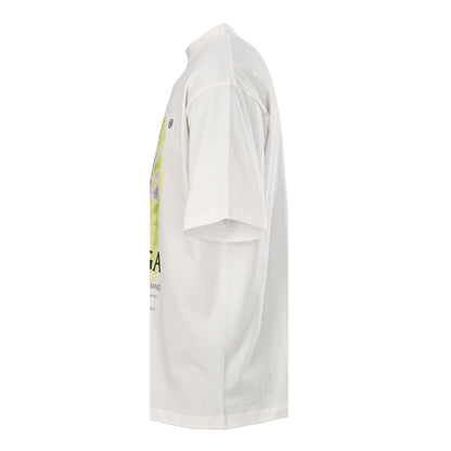 Balenciaga Watercolor Garden Print Mock Neck T-Shirt in White