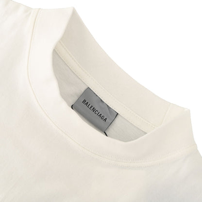 Balenciaga Watercolor Garden Print Mock Neck T-Shirt in White