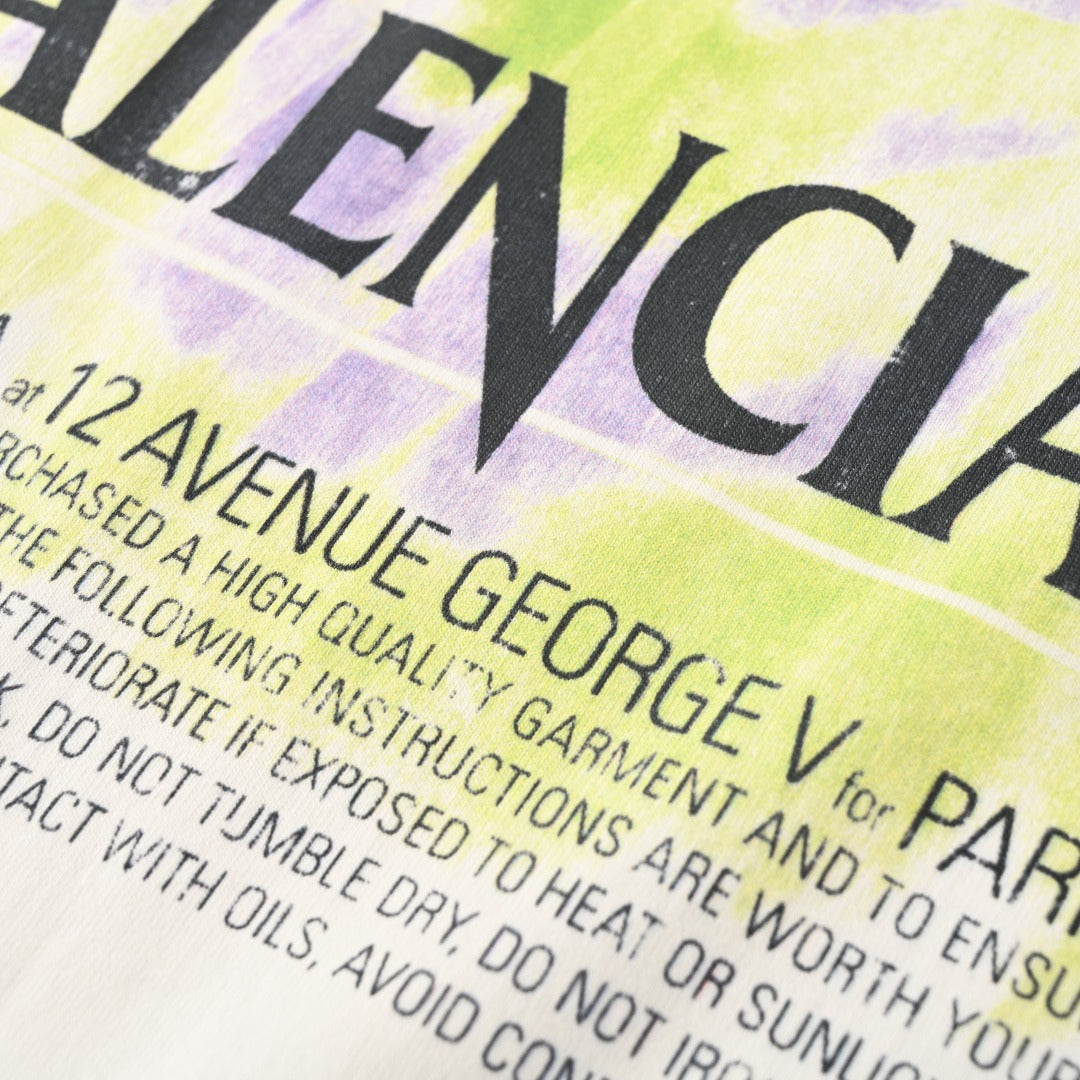 Balenciaga Watercolor Garden Print Mock Neck T-Shirt in White